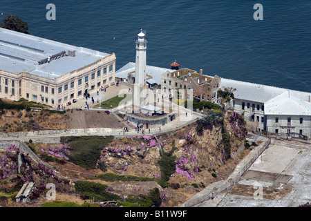 aerial view above Alcatraz Island San Francisco Stock Photo