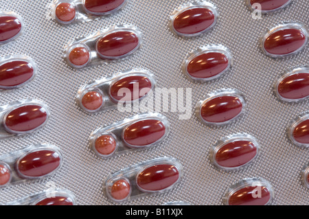 HRT Medication UK; Hormone Replacement Therapy pills - blister pack of Prempak-C combined HRT, prescribed by the NHS, UK Stock Photo