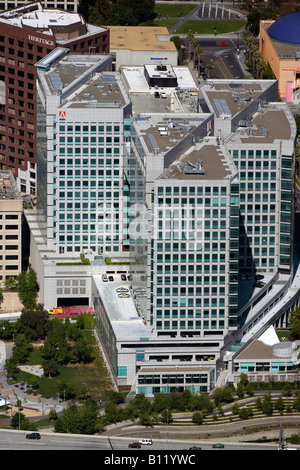 aerial above Adobe Systems corporate headquarters San Jose California Stock Photo