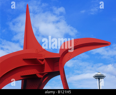 Eagle and Space Needle Stock Photo