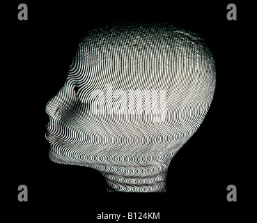 Wavy lines projected onto dummy head: mind concept image Stock Photo