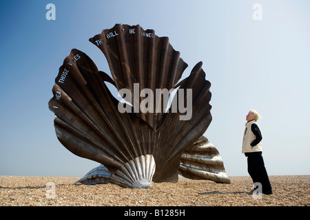 UK England Suffolk Aldeburgh artist Maggie Hamblings Benjamin Britten scallop shell sculpture on beach