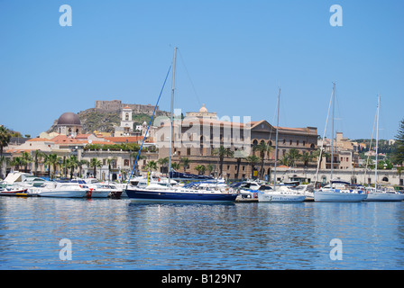 Harbour and Castle view, Milazzo, Capo di Milazzo, Messina Province, Sicily, Italy Stock Photo