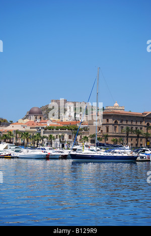 Harbour and castle view, Milazzo, Capo di Milazzo, Messina Province ...