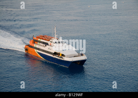 High speed ferry between mainland and San Miguel on the island of Cozumel Mexico Stock Photo