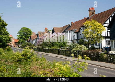 UK England Suffolk Aldeburgh Thorpeness The Whinlands mock Tudor half timber black and white houses Stock Photo