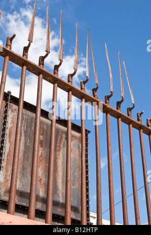 Iron Railings to Courtyard of Police Station, Newgate Street, St. John's, Antigua Stock Photo