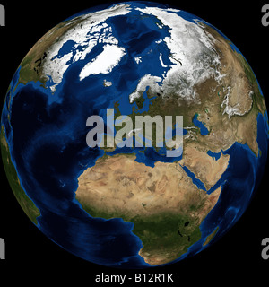 True color Terra/MODIS satellite image of the earth rendered in ...
