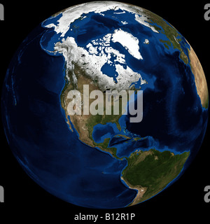 True color Terra/MODIS satellite image of the earth rendered in ...