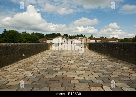 Stock photo of the bridge at Confolens in the Charente region of France The bridge goes over the river Vienne Stock Photo