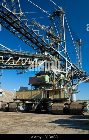 60m high dragline in a brown coal surface mine near Profen East Germany Stock Photo