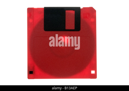 Red floppy disk cassette Stock Photo