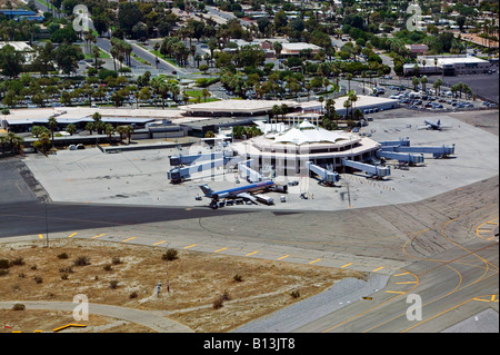 aerial above Palm Springs California airport Stock Photo