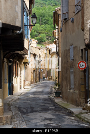 A French street scene in Alet les Bains, Aude, Southern France Stock Photo