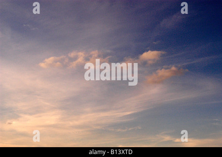 CIRRUS CLOUDS IN EVENING SKY Stock Photo