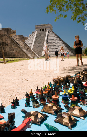 Souvenirs for sale at the Mayan ruins of Chichen Itza Mexico Stock Photo