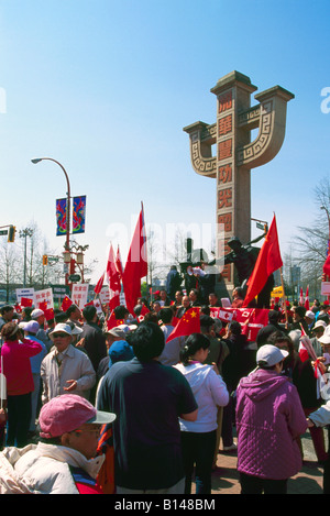 Peaceful Chinese Protest Rally held in Chinatown Vancouver British Columbia Canada - April 26, 2008 Stock Photo