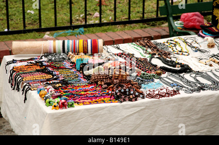 Panama indian crafts and arts on sale on a street market in Panama City Stock Photo