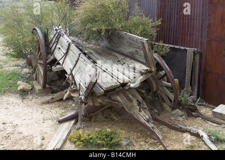 An old wagon that was used to haul Gold ore in the late 1800's Stock Photo