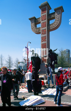 Peaceful Chinese Protest Rally held in Chinatown Vancouver British Columbia Canada - April 26, 2008 Stock Photo