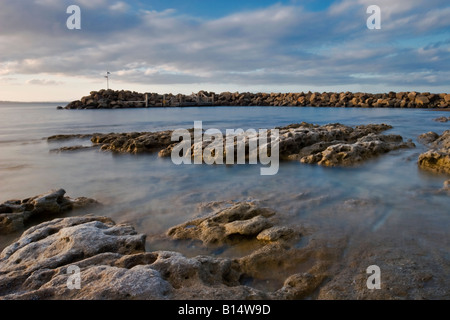 Gentle light over harbour and pier in the relaxing sands of Jervis Bay, New South Wales, Australia Stock Photo