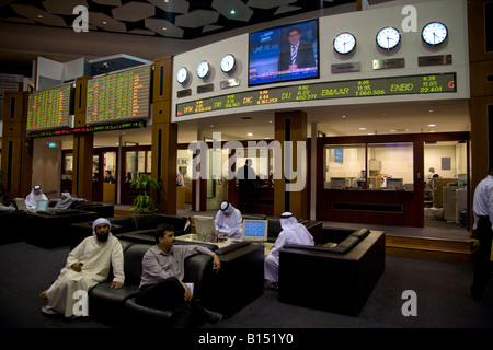 DFM Dubai Financial Market , Dubai World Trade Centre , Dubai , United Arab Emirates , UAE Middle East Stock Photo