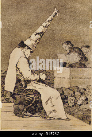 fine arts, Goya y Lucientes, Francisco de (1746 - 1828), graphic, etching, 'Los Caprichos' (That dust), from the series 'Los Caprichos' (The caprices), 1796 / 1797, private collection, Artist's Copyright has not to be cleared Stock Photo