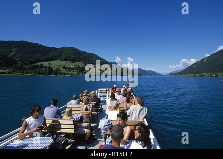 Boat trip on the Lake Weissensee, Carinthia, Austria Stock Photo