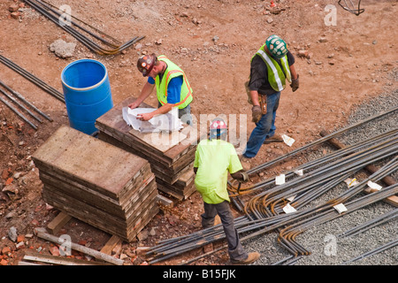 Workers at a construction site in Hartford Connecticut USA Stock Photo