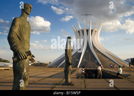 The Metropolitan Cathedral by architect Oscar Niemeyer, Brasilia, Brazil Stock Photo