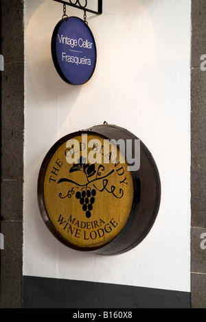 dh Adegas de Sao Francisco FUNCHAL MADEIRA The Old Blandy Madeira lodge vintage cellar sign wine maker museum Stock Photo