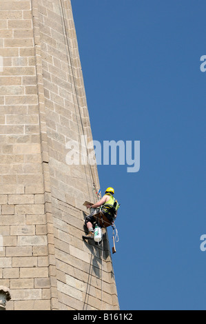 Steeplejacks restoring the Spire at St Columb s Cathedral church Derry City Co Londonderry Stock Photo