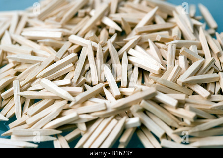close up of wooden pegs, pointed wood pegs, wooden sticks, sharp sticks, wooden pointed stick, wooden pointed sticks Stock Photo