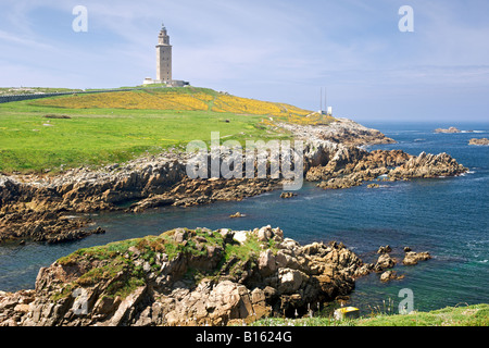 The Torre de Hercules in La Coruña in Galicia, Spain. Stock Photo