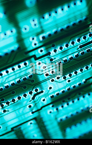 Close up of backlit circuit board, selective focus effect Stock Photo