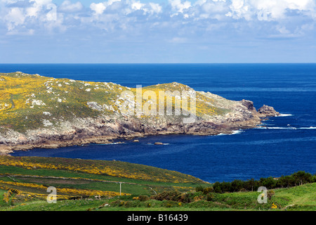 Coastal landscape near Cape Touriñan along the Atlantic coast of the A Coruña province of Spain's Galicia region. Stock Photo