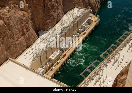 Hoover Dam located on the Colorado River between Nevada and Arizona was built for hydroelectric power generation.Lake Mead Stock Photo