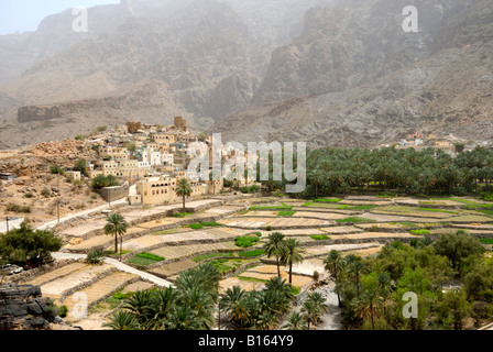 The village of Balad Sayt in the Hajar mountains of the Sultanate of Oman Stock Photo