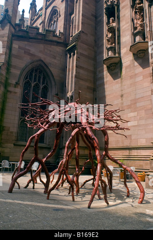 Trinity Root by the artist Steve Tobin in the courtyard of Trinity Church at Wall Street Stock Photo