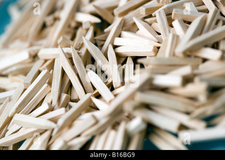 close up of wooden pegs, pointed wood pegs, wooden sticks, sharp sticks, wooden pointed stick, wooden pointed sticks Stock Photo