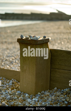 Wooden groyne shot on the South Coast of England UK Stock Photo