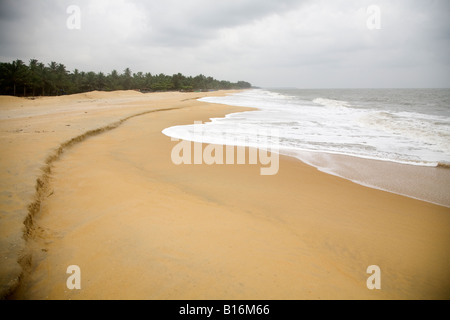 An overcast Kappad Beach in Kerala. Stock Photo