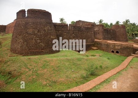 The walls and main gate of Bekal Fort near Kasaragod in Kerala, India. The fort dates back to the 17th Century. Stock Photo