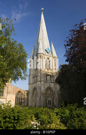 St Marys church at Long Sutton in Lincolnshire, UK with a lead covered spire Stock Photo