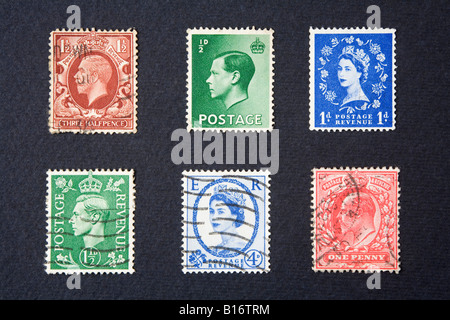 Pre decimal British postage stamps Stock Photo