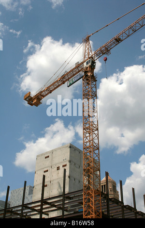 Large tower crane on new construction Rochester Minnesota Stock Photo