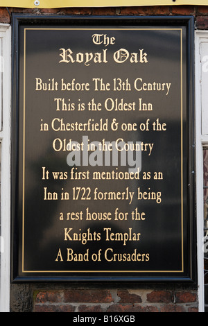 The Royal Oak Public House Chesterfield information sign Stock Photo