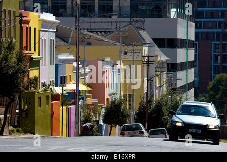 Steep street in Bo-Kaap, Cape Town Stock Photo