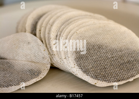 Round tea bags Stock Photo