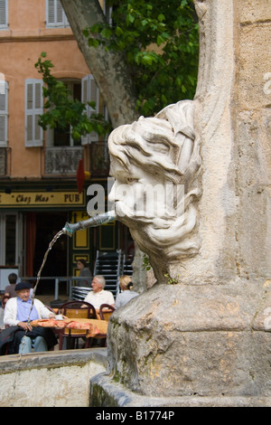 Detail of one of the fountains in Aix, en Provence, France. Stock Photo